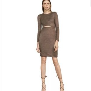 Faux suede fitted body on dress cutout bcbg max azaria